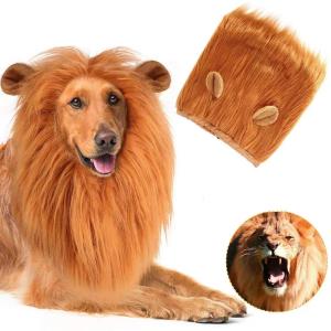 TK hot selling dog hairstyle decoration funny pet hair lion head cover dog wig